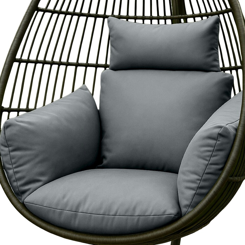 image 1 of Homescapes Luxury Waterproof Egg Chair Cushion With Headrest - Grey