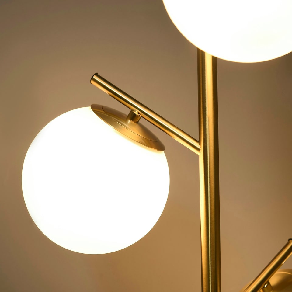 image 1 of HOMCOM Modern Tree Floor Lamp with 3 Light, for Living Room Bedroom, Gold