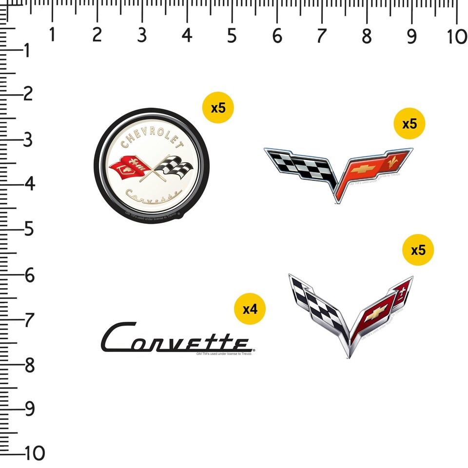 image 1 of Chevrolet Corvette Deluxe Logo Stickers (Pack of 50) - Multicoloured - One Size