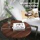 image 3 of Outsunny Foldable Outdoor Coffee Table, Metal Frame Rattan Side Table, Brown