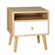 image 1 of HOMCOM Bedside Table Modern Nightstand Bedside Cabinet w/ Drawer Shelf Natural