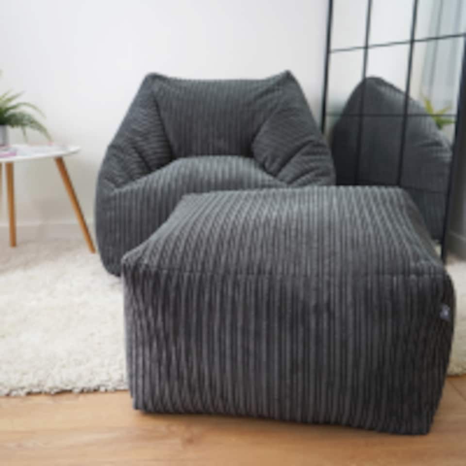 image 1 of rucomfy Indoor Large Ottoman Pouffe - Jumbo Cord Bean Bag Footstool