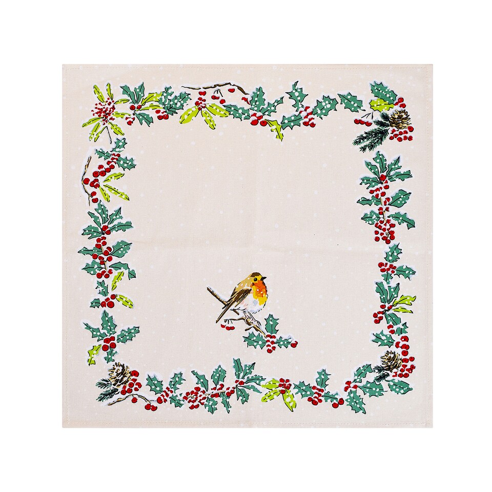 image 1 of Ulster Weavers Christmas Robins Napkins - 2 Pack Green