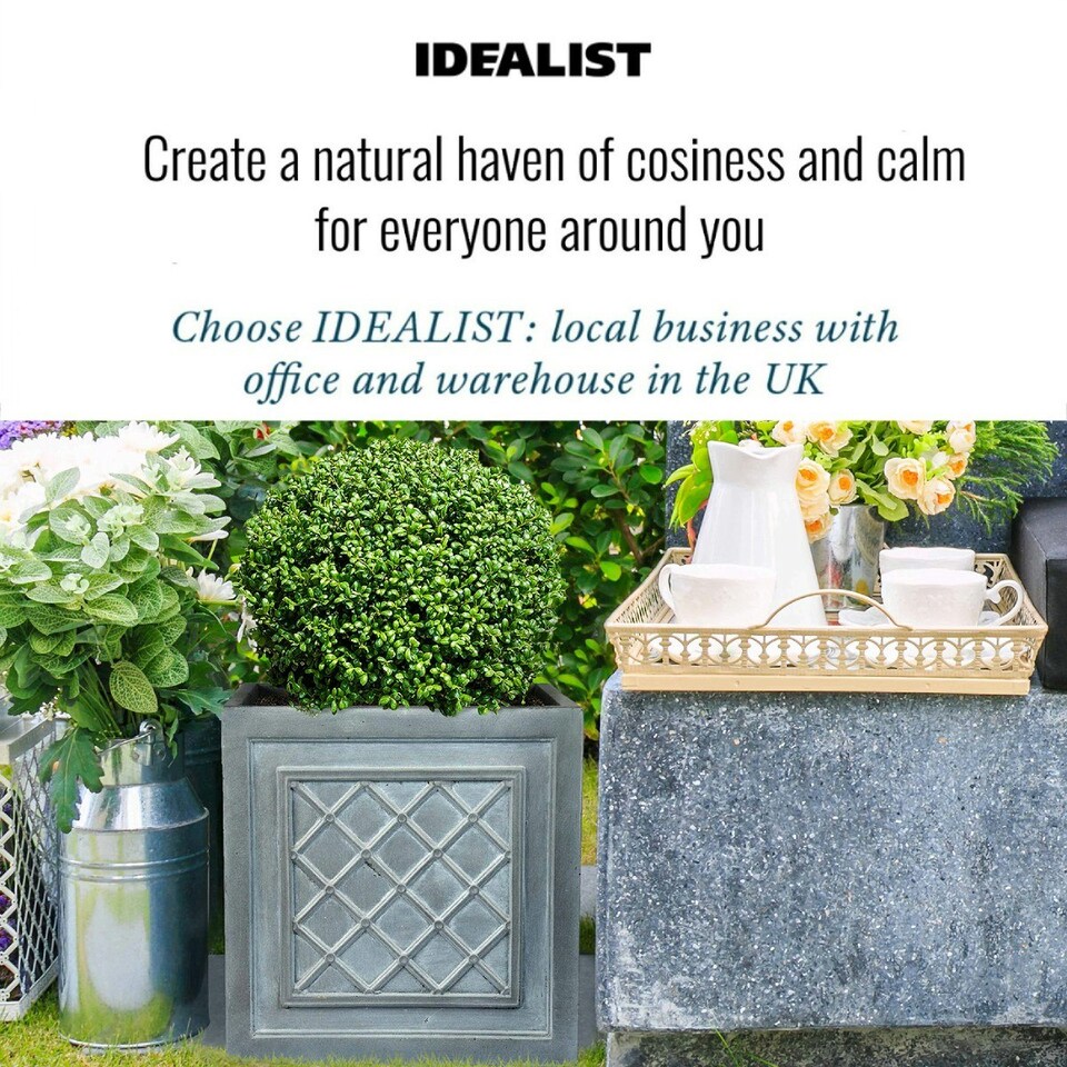 image 1 of Faux Lead Lattice Box Square Grey Light Stone Garden Planter W45 H45 L45 cm, 72 ltrs Cap.