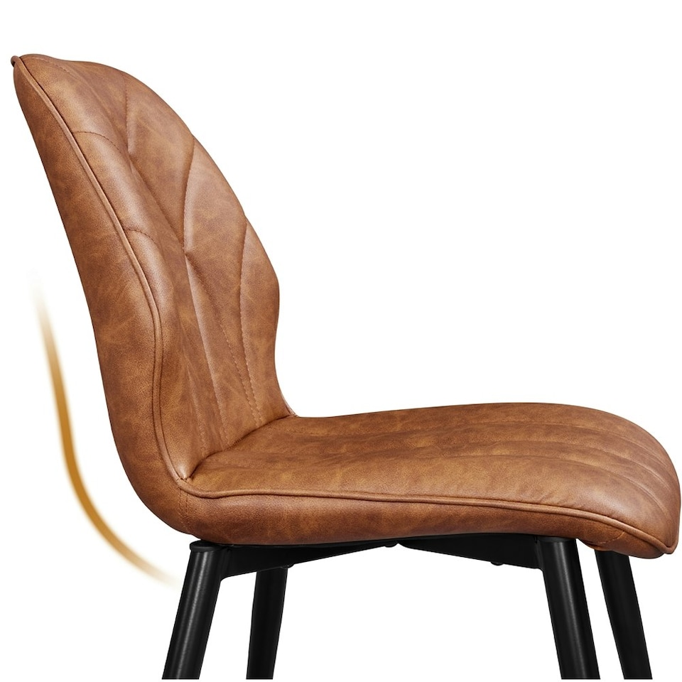 image 1 of Yaheetech Set of 2 Faux Leather Dining Kitchen Chairs with Petal Accented Backrest