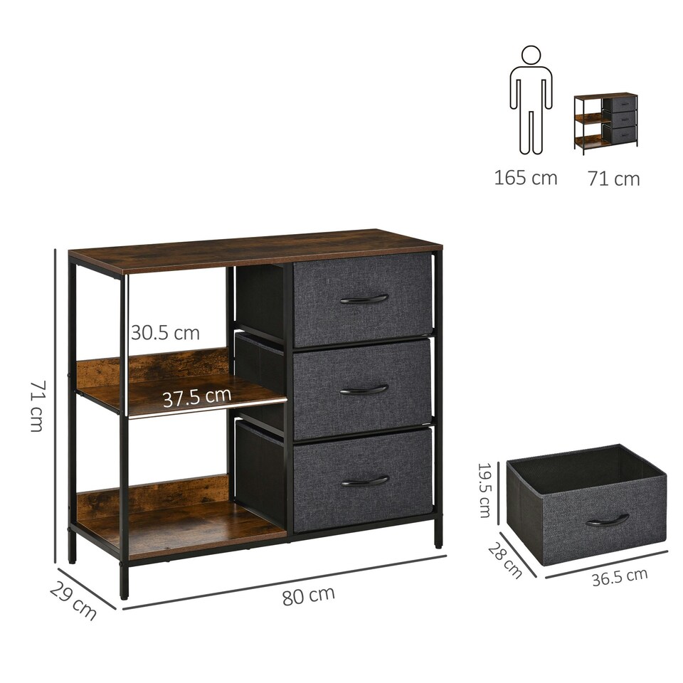 image 1 of HOMCOM Chest Dresser Tower with 3 Drawers Storage Cabinet Organizer, Beige
