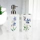 image 2 of Blue Flowers Bathroom Set - Refillable Ceramic Soap Dispenser & Toothbrush Holder