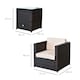 image 5 of Outsunny 3Pcs Patio 2 Seater Rattan Sofa Garden Furniture Set Coffee