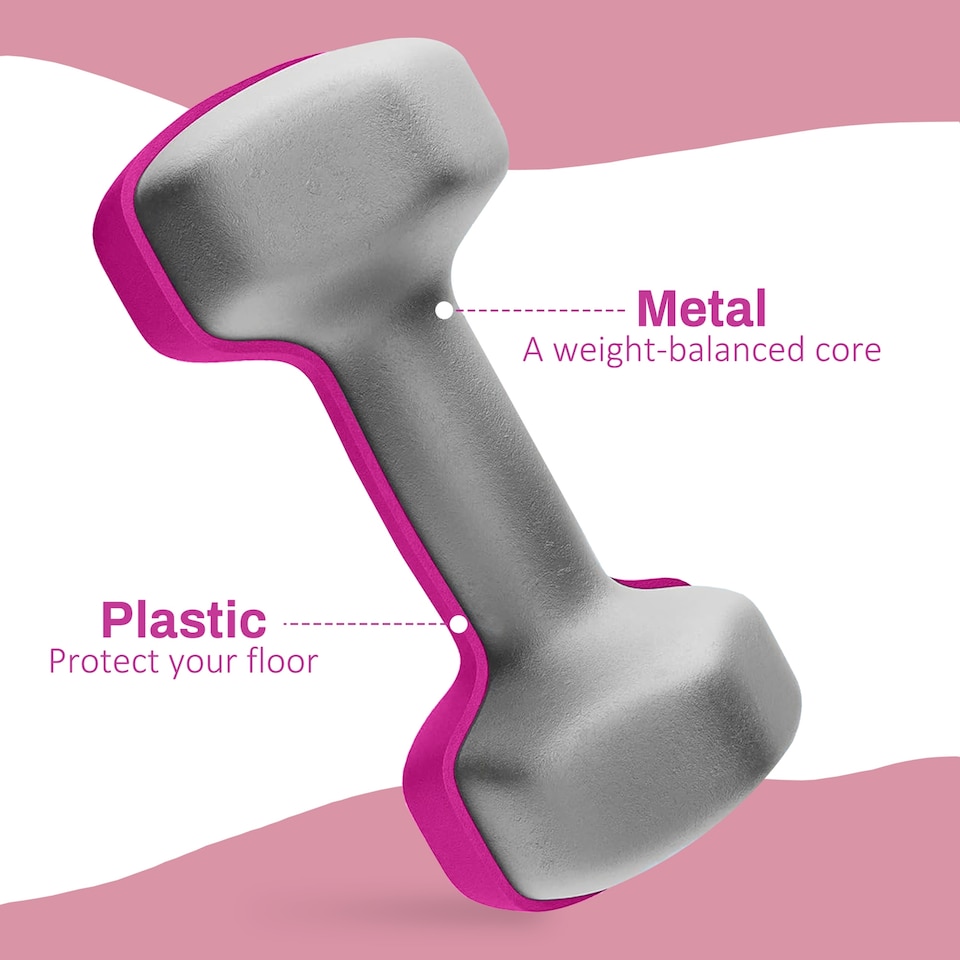 image 1 of SPORTNOW Set of 2 Hexagonal Dumbbells Weights Pair, 2 x 3kg, Pink