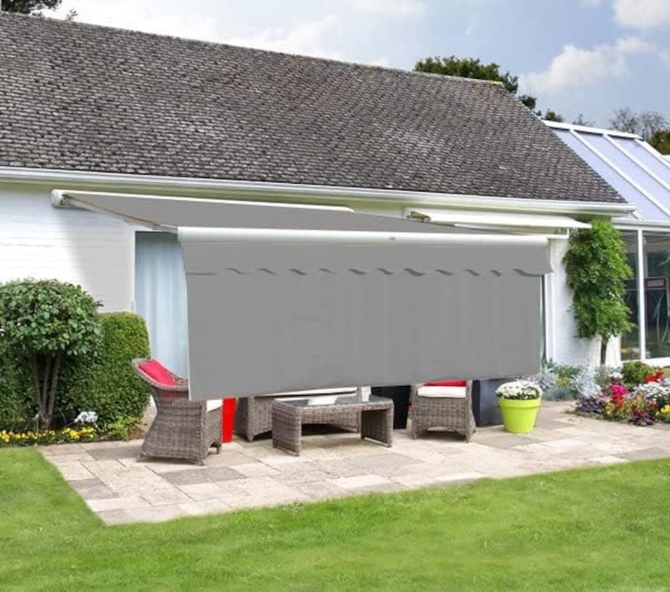 image 1 of 4.5m x 1.0m Awning Dropdown Front Valance Silver Sun Shade Accessory 280gsm Fabric