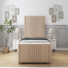 Sloomy Harrington Pebble Plush Bed Frame With Mattress With 50" Upholstered Headboard 4' Small Double