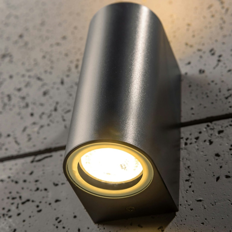 image 1 of CGC EILEEN Black Outdoor Curved Double Spotlight Wall Light Black