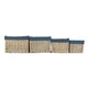 image 3 of Set of 4 Antique Wash Navy Cotton Lined Willow Storage Baskets | Blue | Blue | Not provided