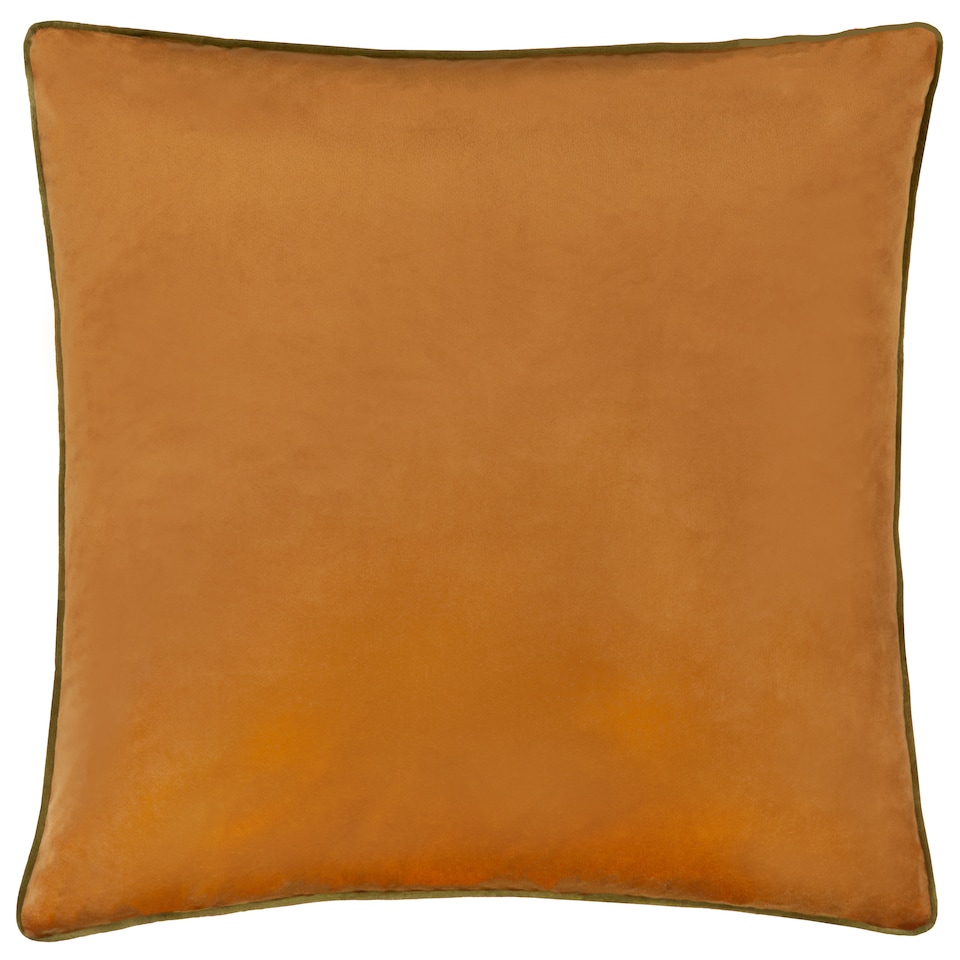 image 1 of Furn Meridian Velvet Cushion, Ginger/Olive, 45 x 45cm