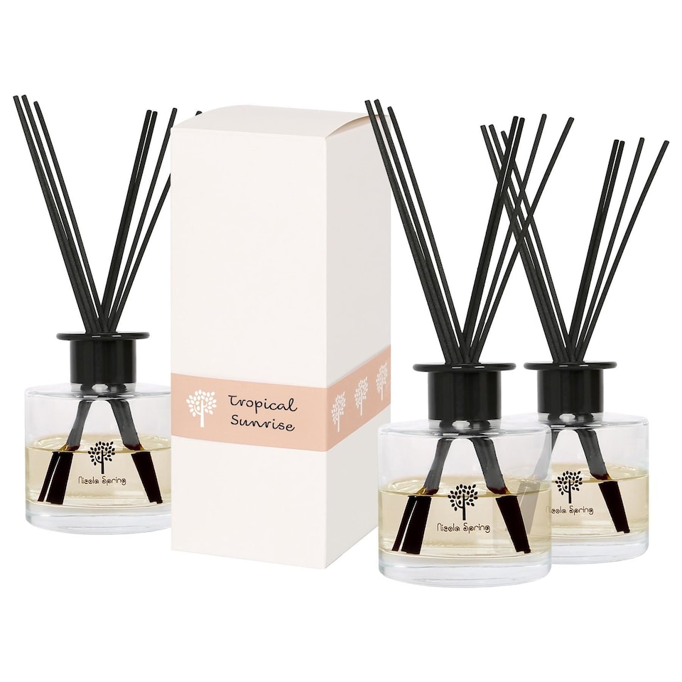 image 1 of Nicola Spring Glass Reed Diffusers - 200ml - Tropical Sunrise - Pack of 3