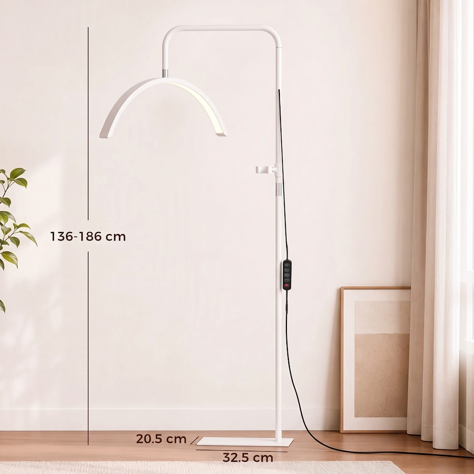 image 1 of HOMCOM Half Moon Lash Light, Beauty Floor Lamp with Rotatable Head
