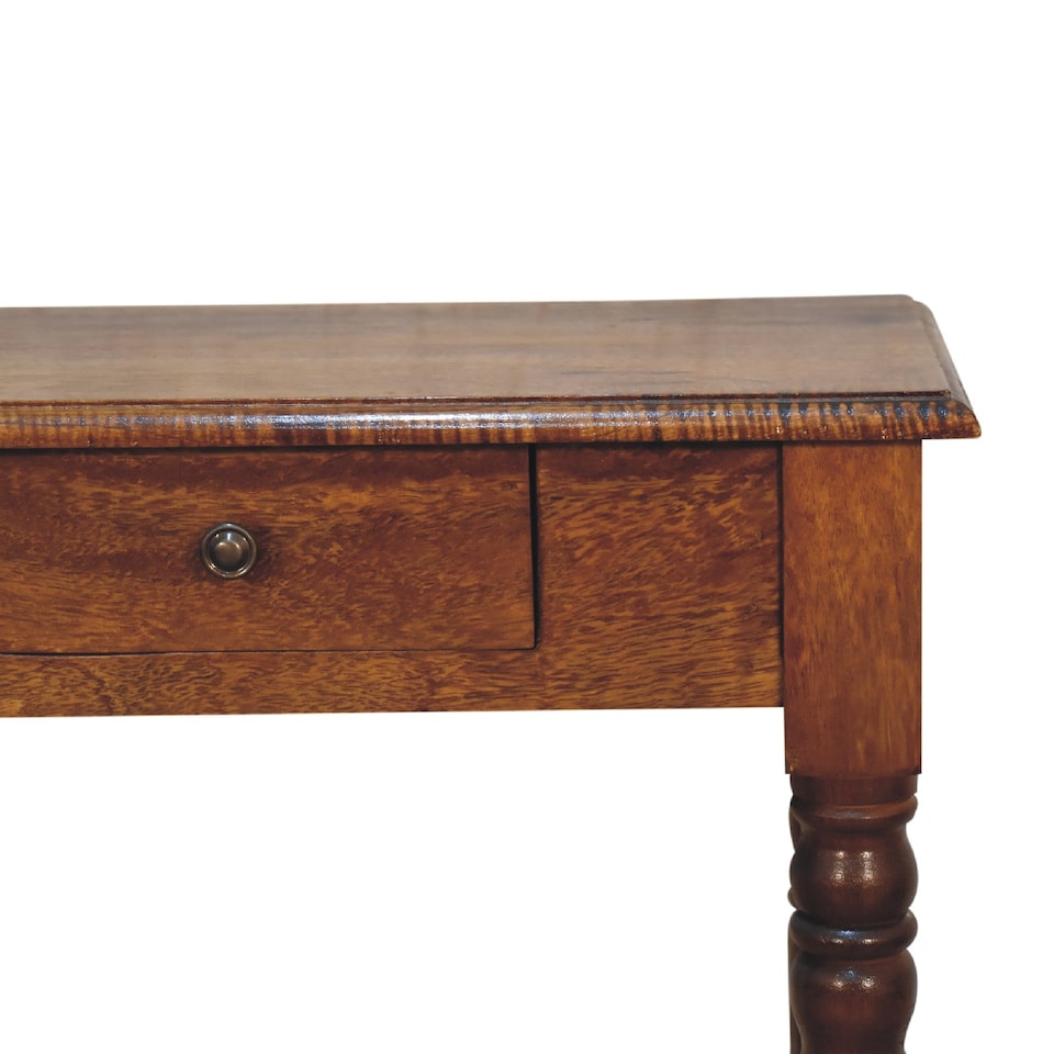 image 1 of Artisan Furniture Solid Wood Chestnut Turned Leg, 1 Writing Desk, Polished brown