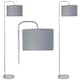 image 1 of First Choice Lighting Set of 2 Chrome Arched Floor Lamps with Grey Cotton Shades Chrome | Grey