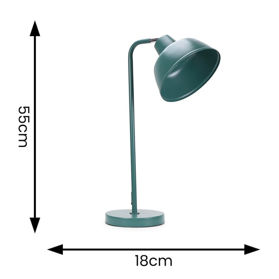 image 1 of ValueLights Morris Teal Retro Dome Metal Desk Office Table Lamp Light and Bulb
