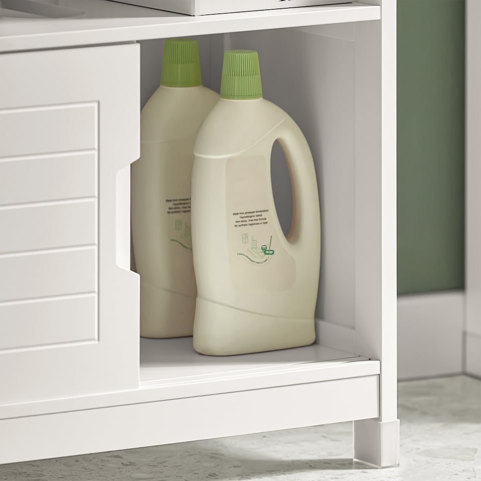 image 1 of SoBuy FRG128-W,Under Sink Bathroom Cabinet with Double Sliding Doors