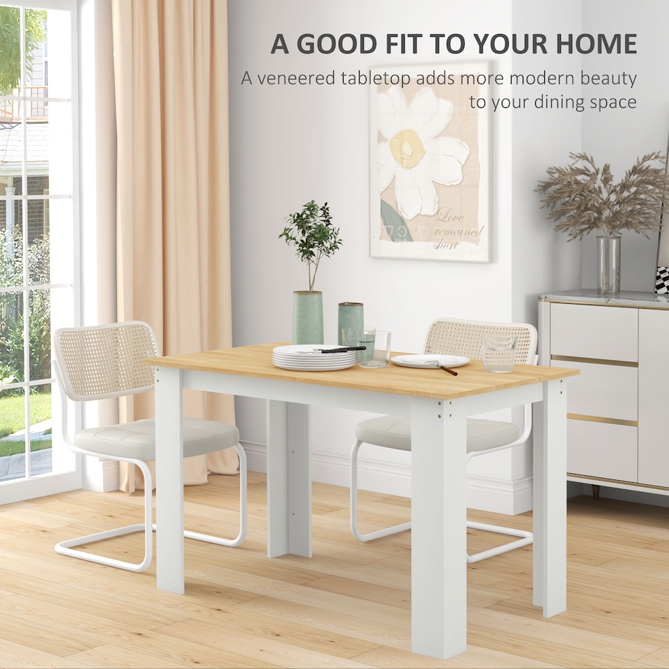 image 1 of HOMCOM Dining Table for 4-6 People, Wood Effect Tabletop