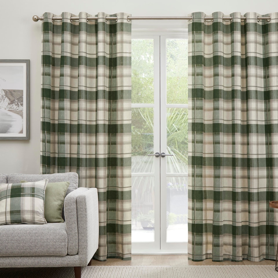 image 1 of Fusion Balmoral Check Cushion Cover Bottle Green