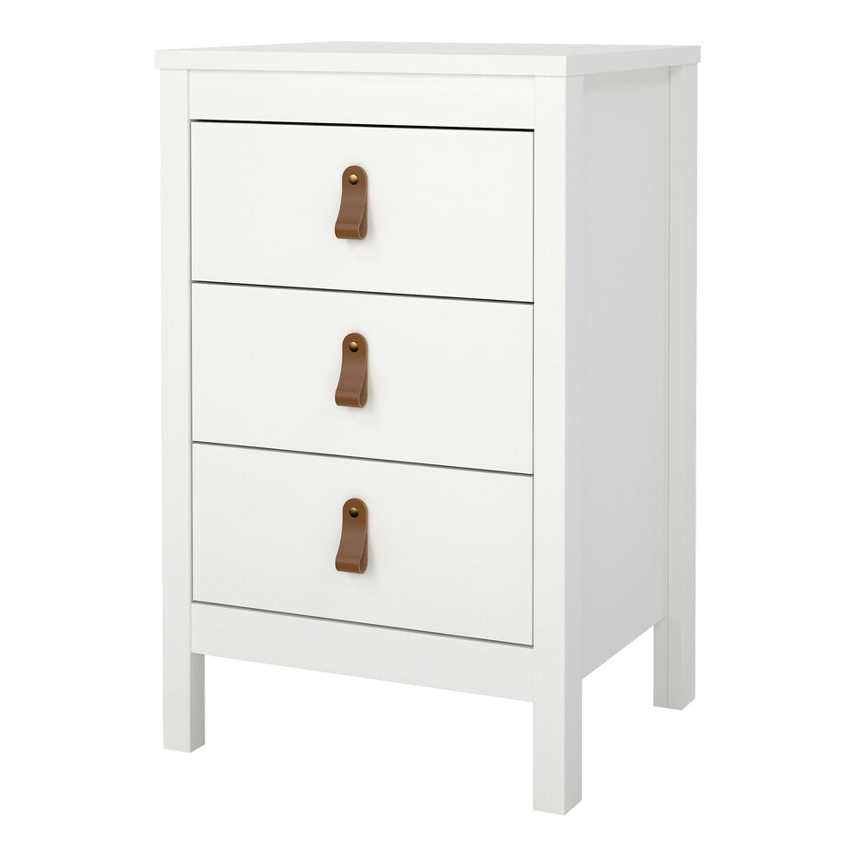 image 1 of Barcelona Bedside Table 3 Drawers in White