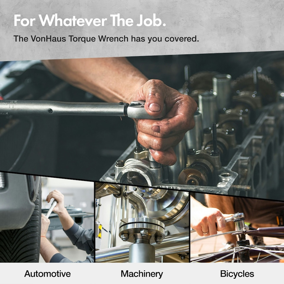 image 1 of VonHaus Half Inch Torque Wrench with Extension Bar