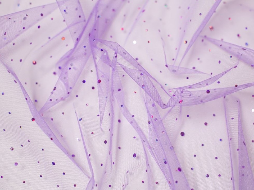 Minerva Core Range Purple Sequin Tulle Net Fabric for Dressmaking, 150cm / 59" Wide - per metre