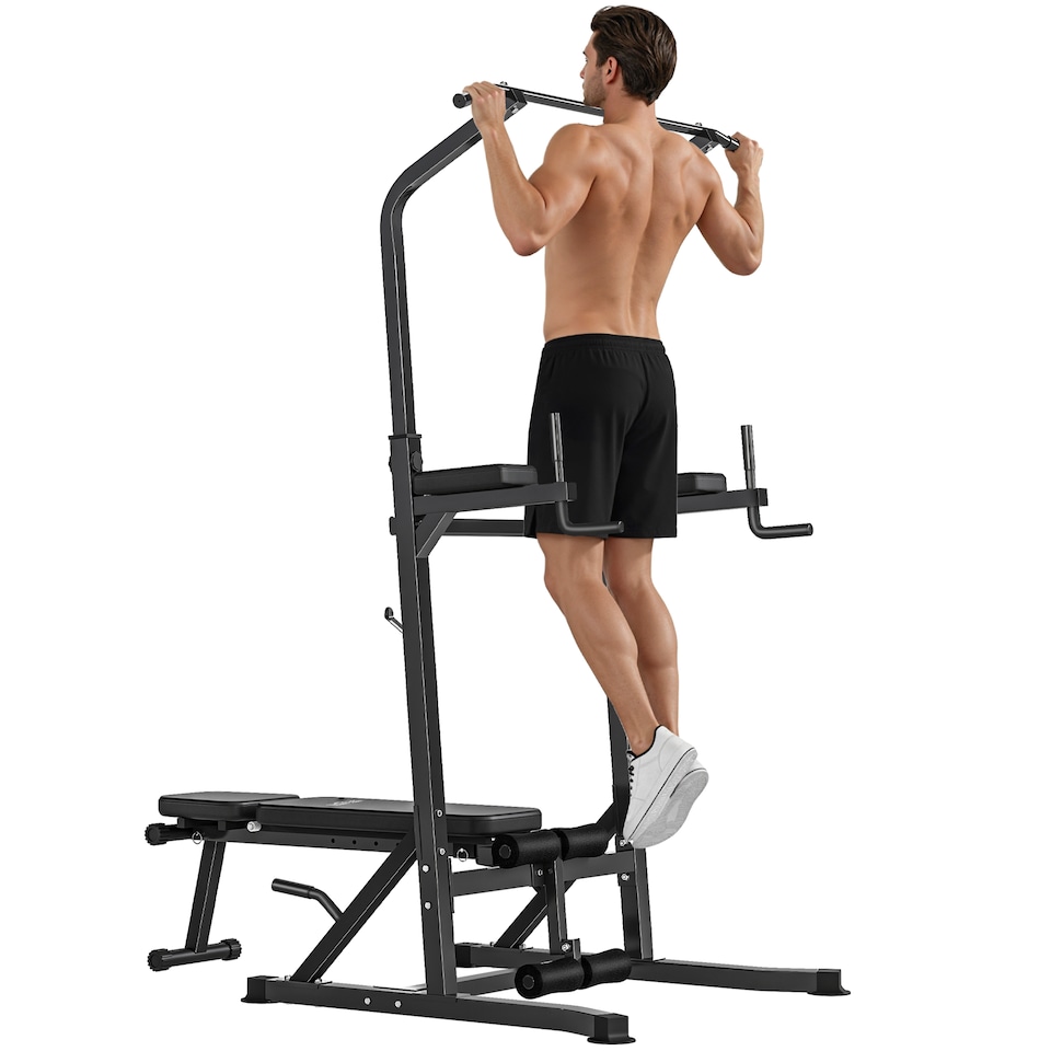 image 1 of HOMCOM Adjustable&Folded Dip Stands Multi-Function Pull-ups Sit-ups Fitness tool