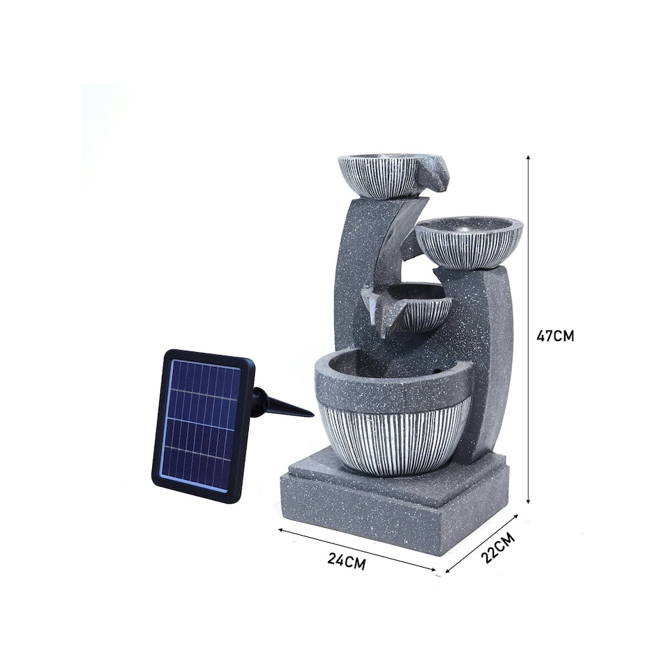 image 1 of Living and Home Water Fountain Rockery 4-Tier Bowls Solar Powered