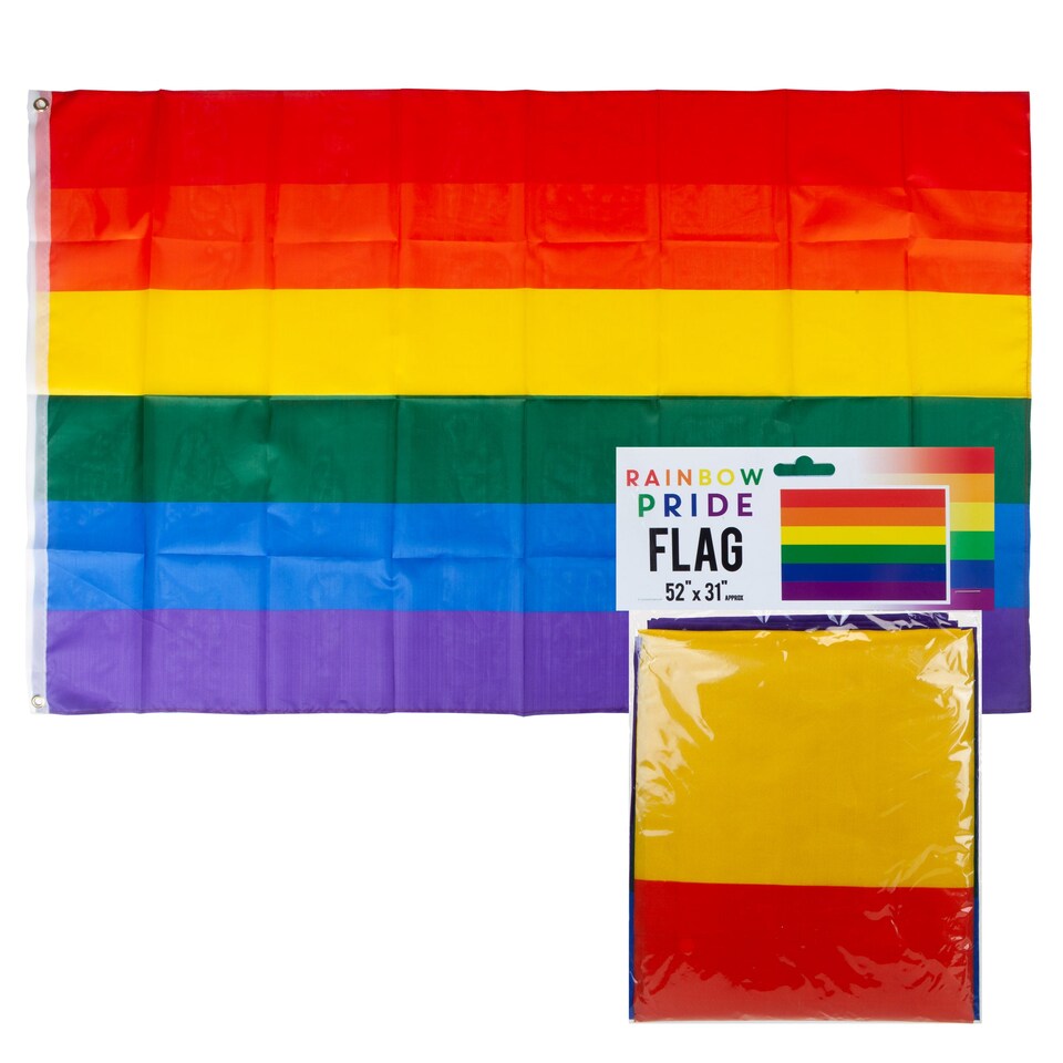 image 1 of PMS Rainbow Pride Flag 52" x 31" - Large Rectangular Rainbow Banner