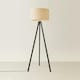 image 3 of ValueLights Barbro Black Tripod Floor Lamp Natural Shade | Cream