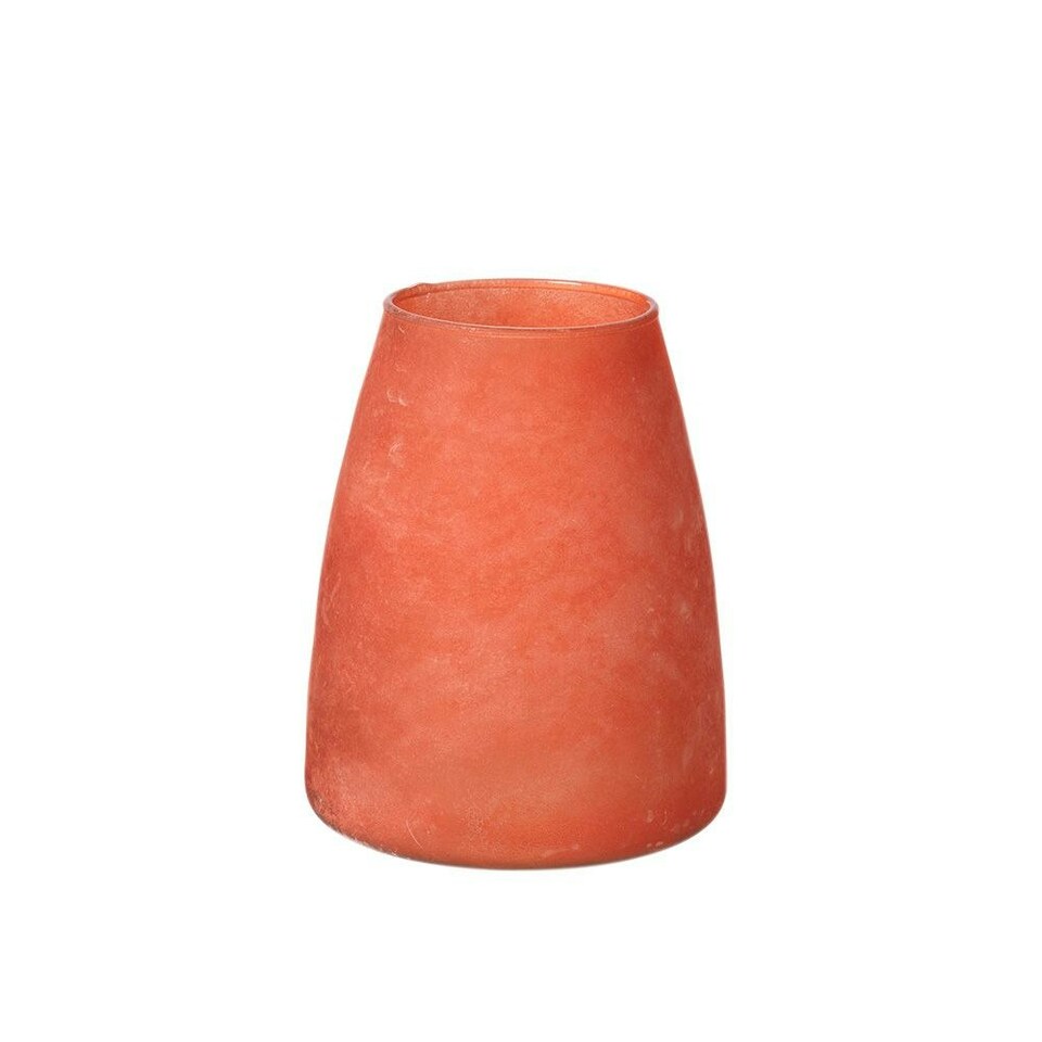 image 1 of Recycled Cloudy Frosted Glass Flower Vase - Earthy Clay- H20 x W17cm