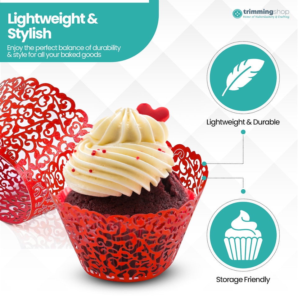 image 1 of Cupcake Wrappers Laser Cut Floral Design Paper Cup Holders - 25pcs