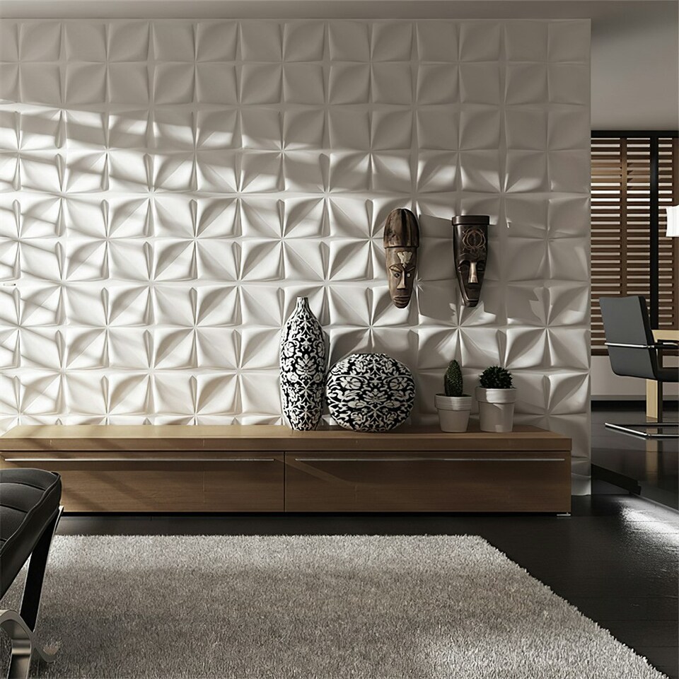 image 1 of Living and Home 12-Pack Textured 3D PVC Wall Panels