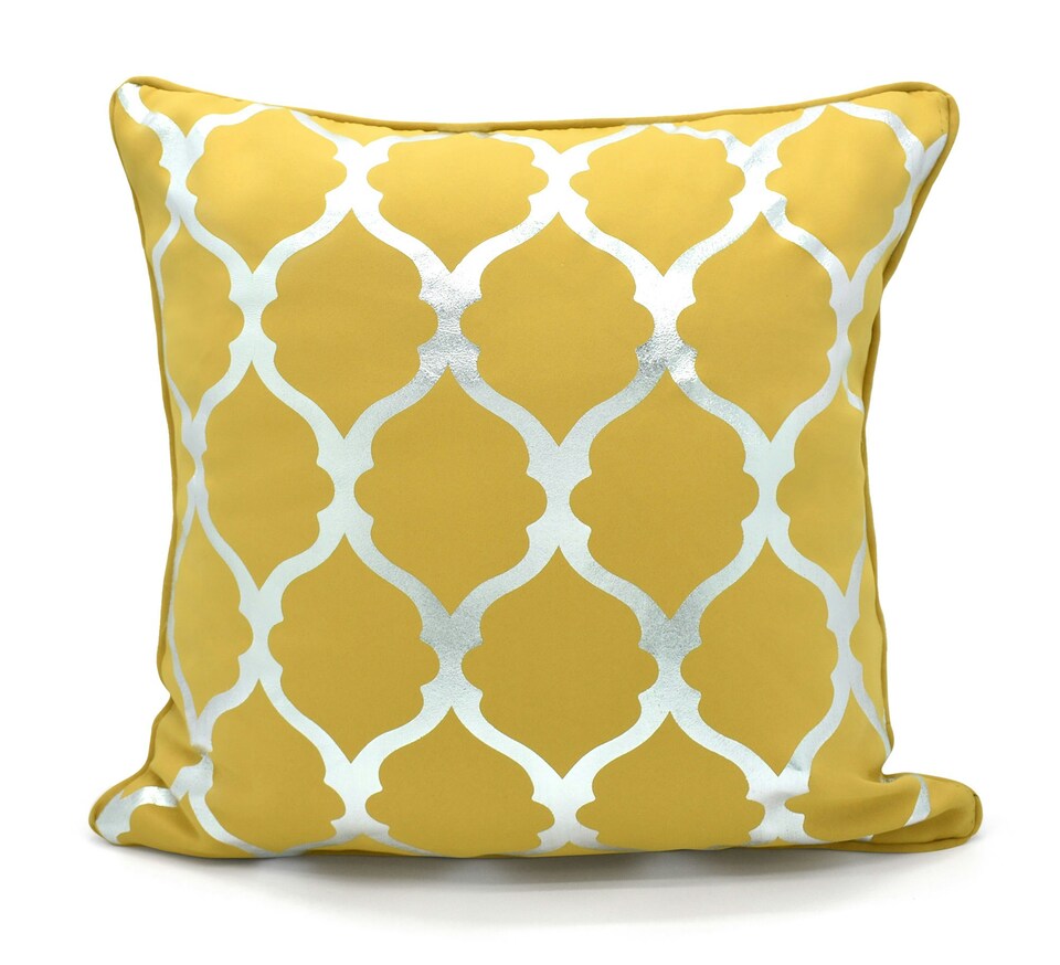 image 1 of Modern Ethnic Pattern Foil Print Cushion - 43cm x 43cm | Orange | Ochre