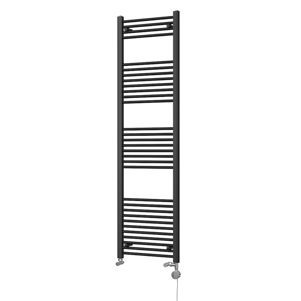 image 1 of Zennor - Black Dual Fuel Towel Rail H1800mm x W500mm Thermostatic