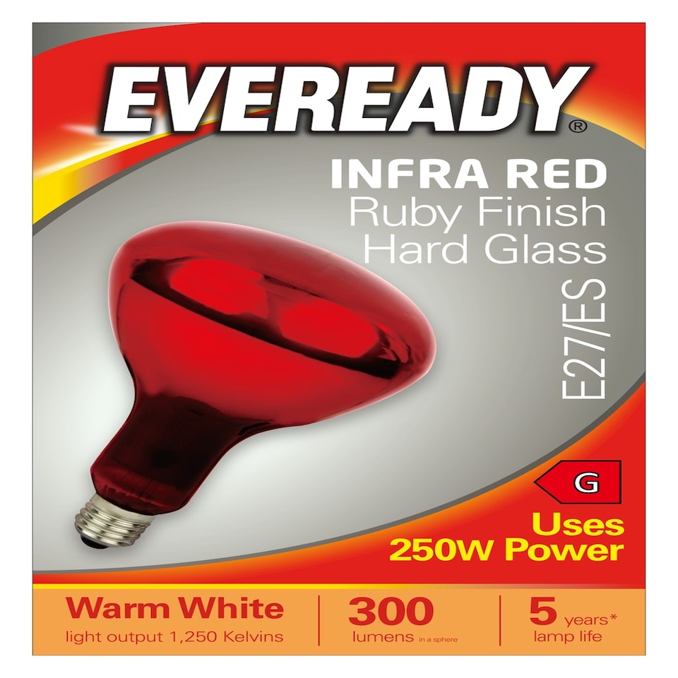 image 1 of Eveready Infra-Red Heater Lamp Bulb E27 300lm 250W 2000K - Pack of 1