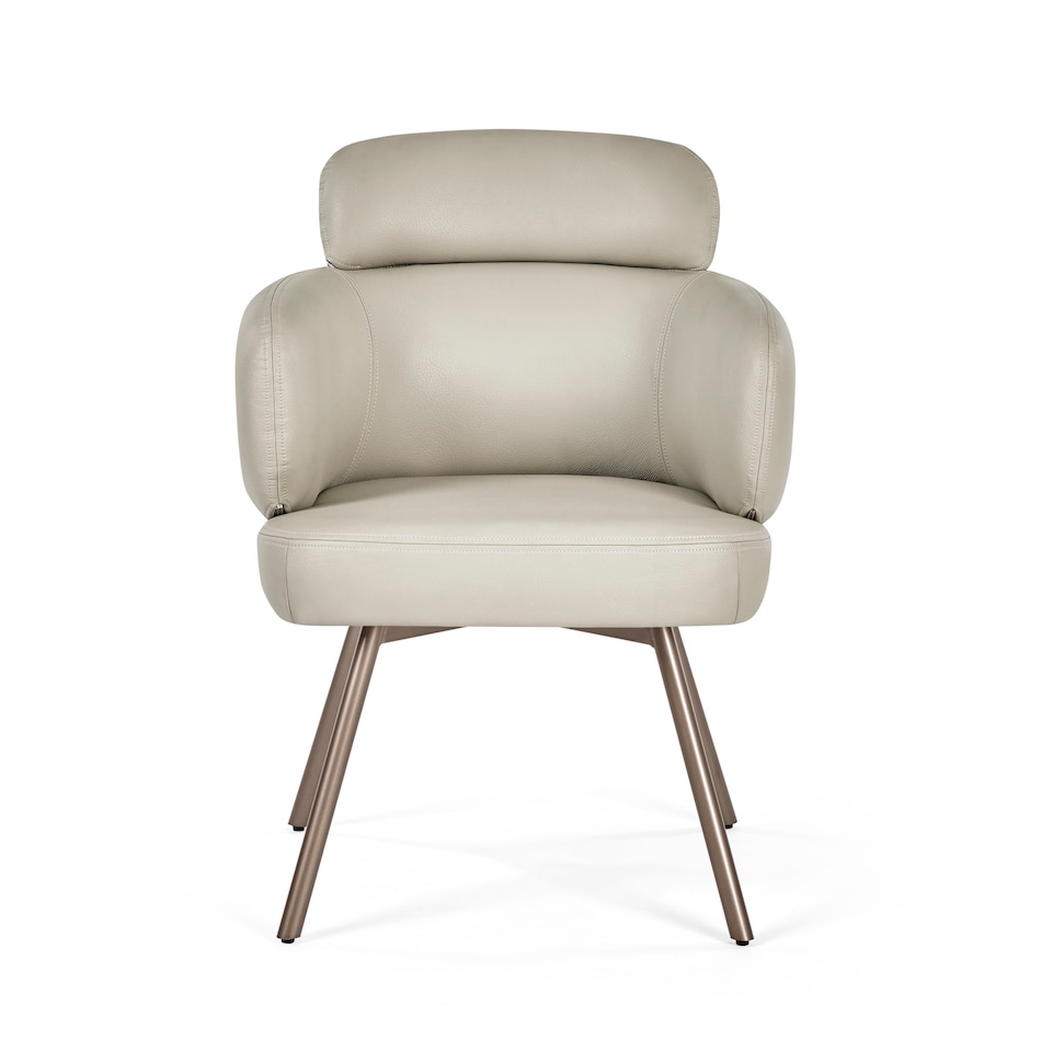 image 1 of Lorenza Premium Beige Faux Leather Swivel Dining Chairs - Set of 2