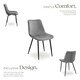 image 3 of Dining Chair Monroe - padded, velvet look, ergonomic seat, black steel legs - Set of 8 Grey