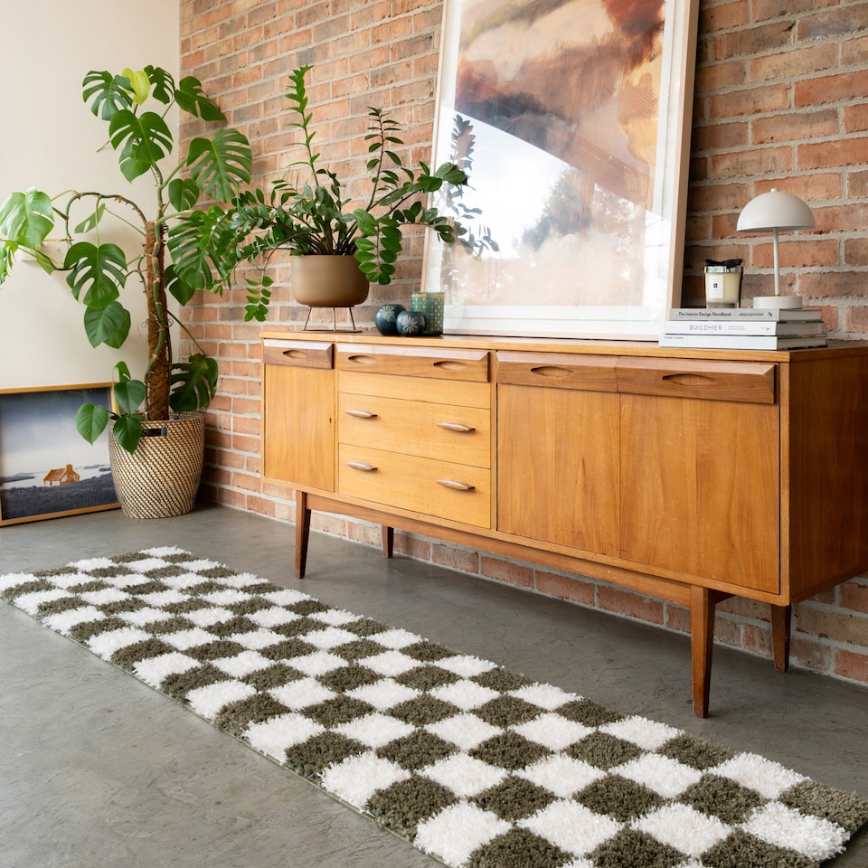 image 1 of Soft Cream Checkerboard Rug Living Room Bedroom Hallway Area Thick Modern 120cm x 170cm | Cream | Cream | 120cm x 170cm