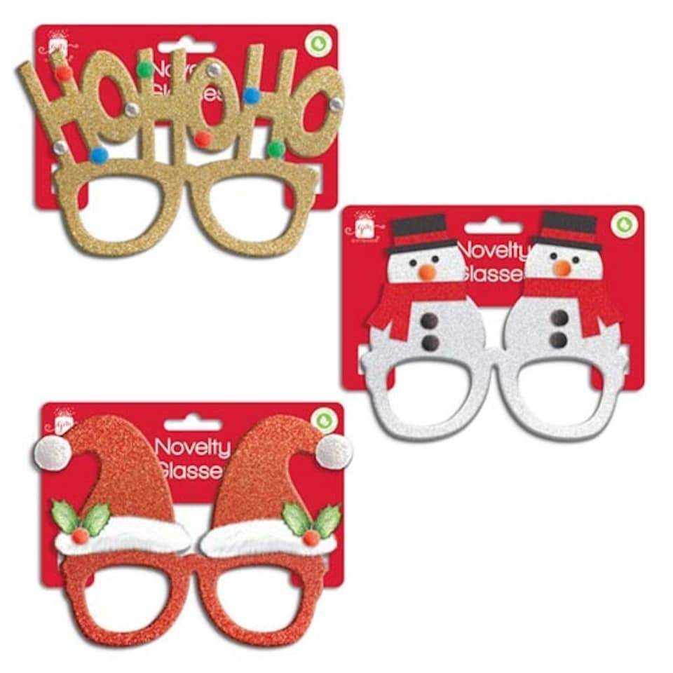 Assorted Novelty Glitter Christmas Fancy Dress Glasses