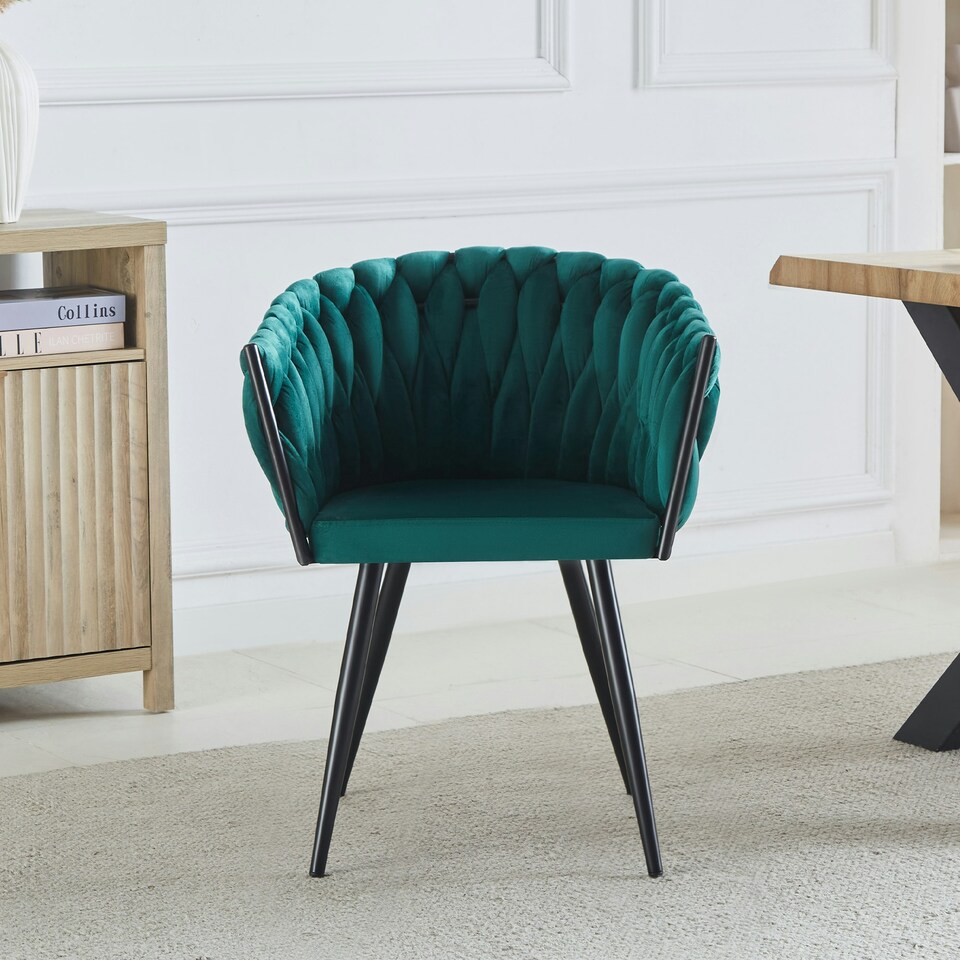 image 1 of Set of 2 Baiano Fabric Dining Chairs - Green