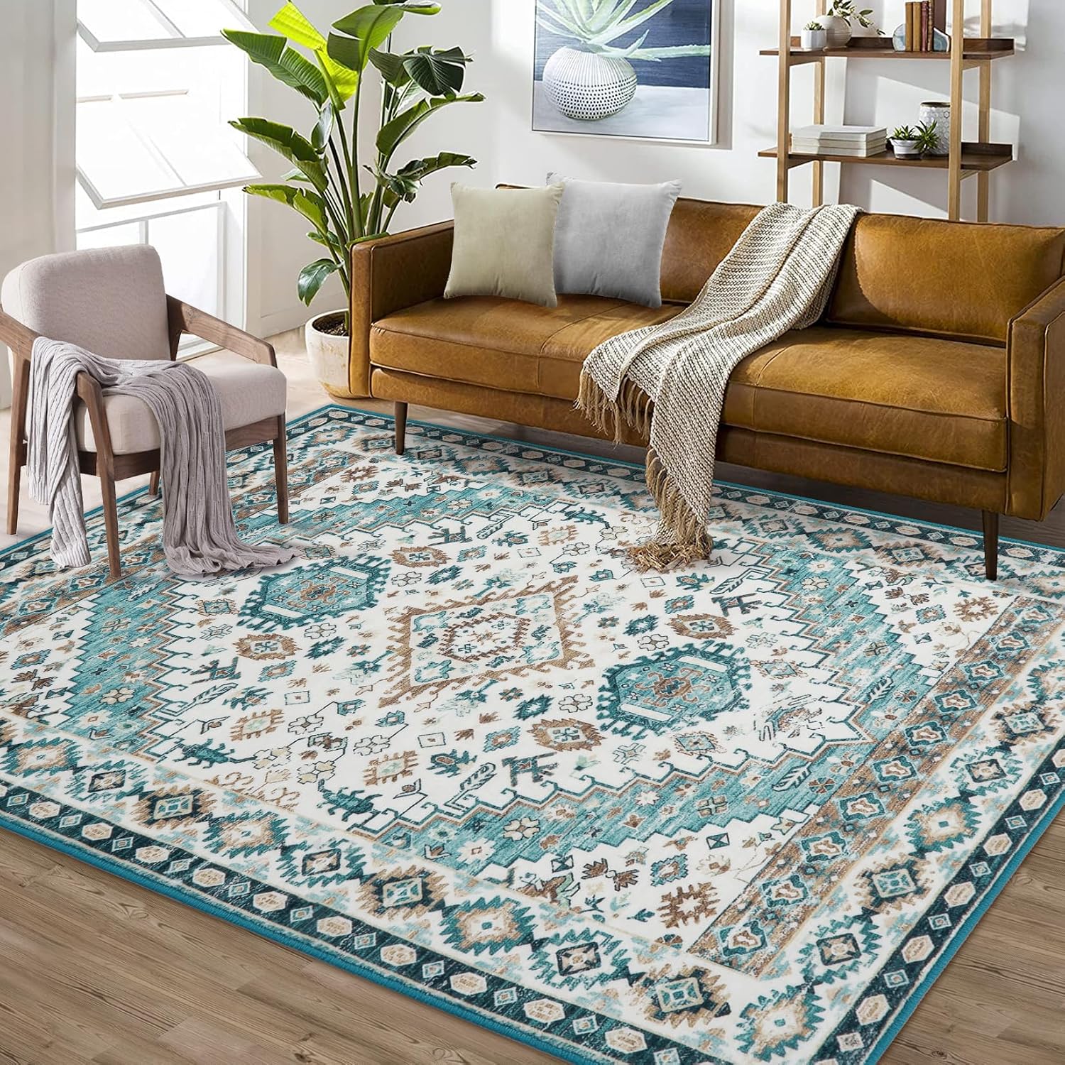 London Boutique Washable Greenish Area Rug Living Room Rug Non-Slip 240 x 340cm