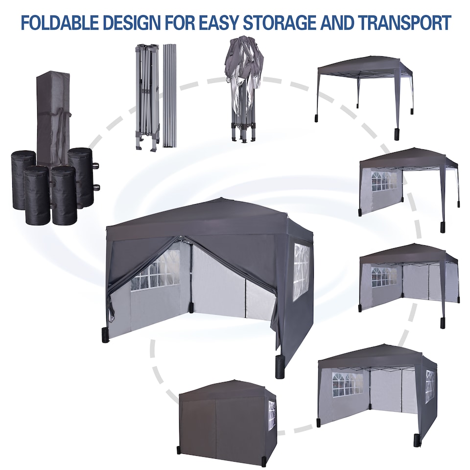image 1 of MCC Direct Gazebo 3x3 Pop up Garden Outdoor Tent Patio Canopy Marquee with Sides