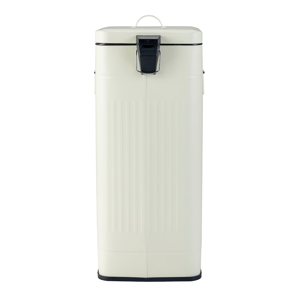 image 1 of Charles Bentley 30L Steel Square Retro Kitchen Pedal Waste Bin Cream