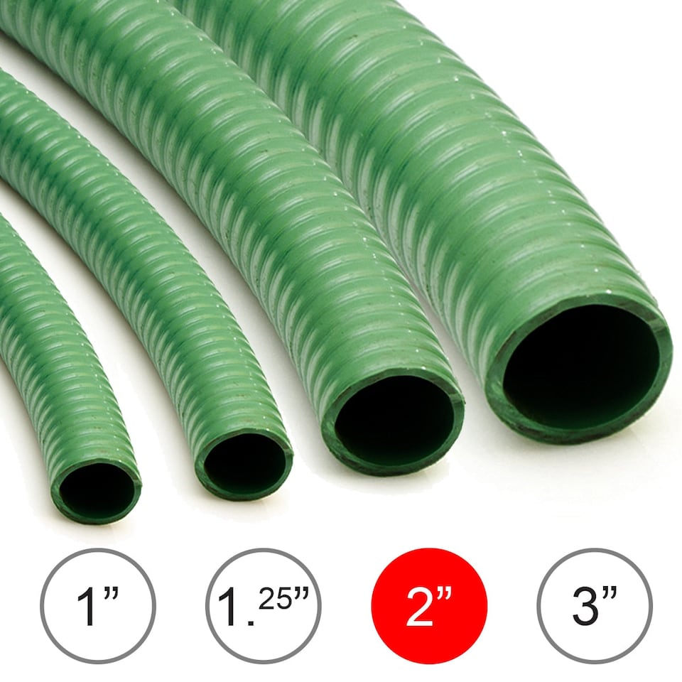 5M Reinforced Suction & Discharge Drain Pump Hose Wolf 2 inch (51mm) PVC Pipe for Flood Water, Ponds