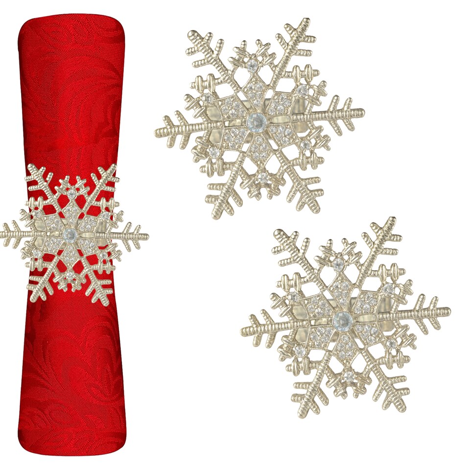 image 1 of 1pc Snowflake Napkin Rings, Napkin Holder with Diamante Rhinestone