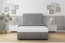 Sloomy Lisbon Pewter Dumfries Divan Bed With Mattress 2 Drawers Left Side With 54" Floor Standing Headboard & 12" Matching Footboard 6' Super King | Grey | Pewter | Super King | 1
